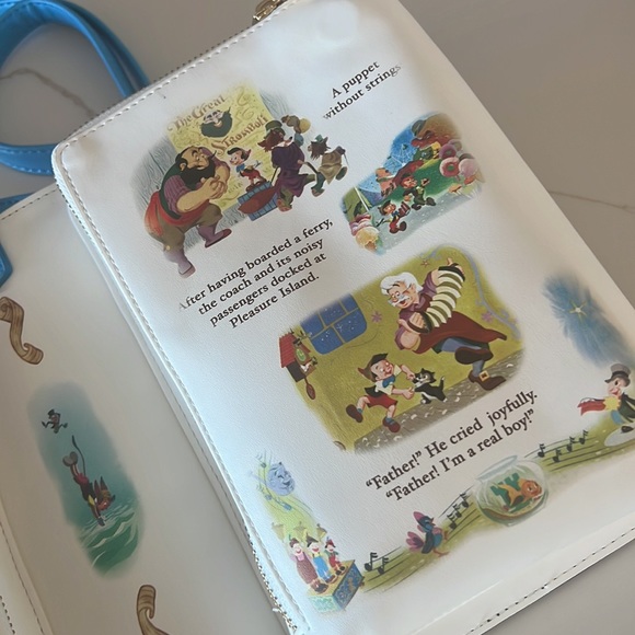 Loungefly Pinocchio Storybook Crossbody/Backpack - Picture 7 of 11
